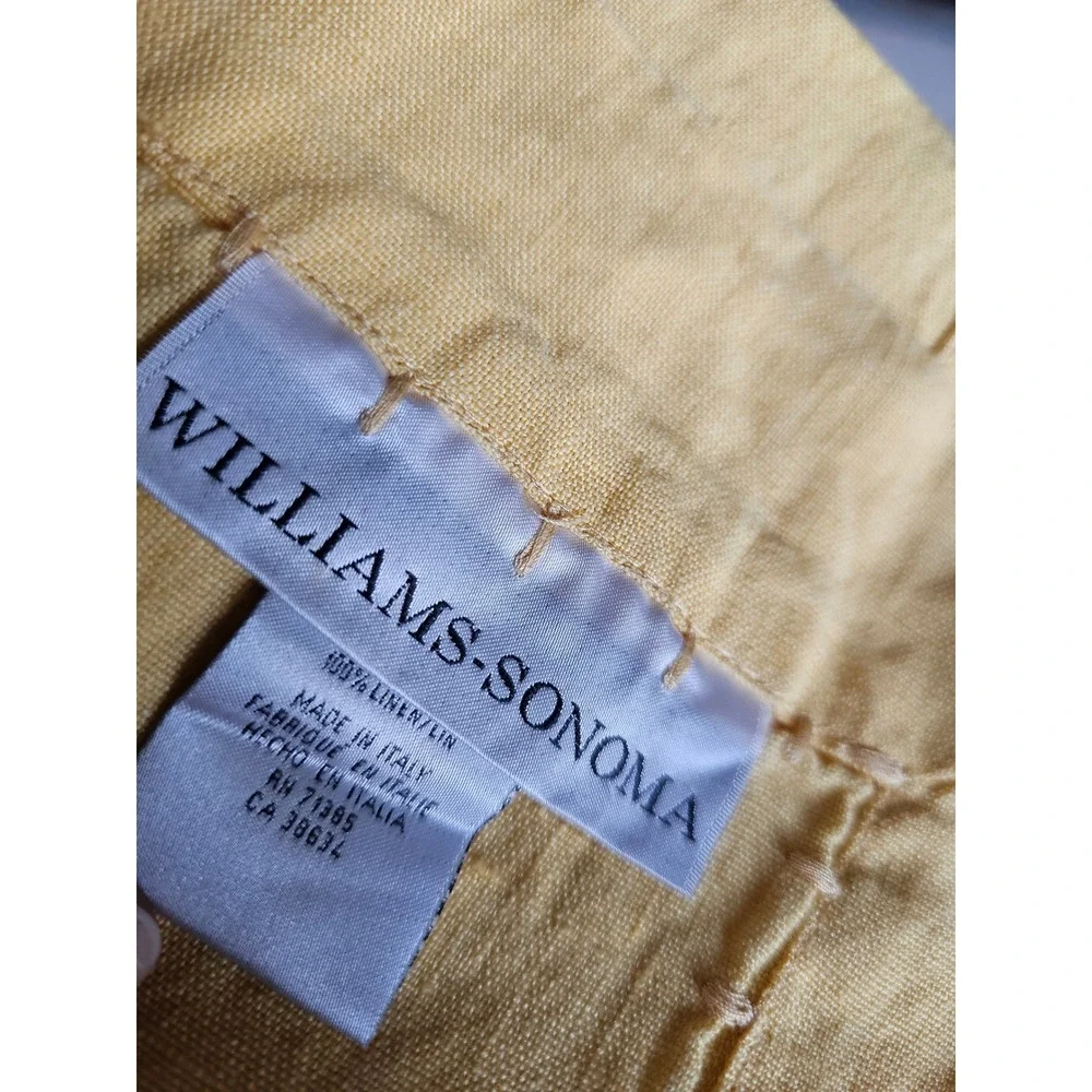Williams Sonoma Yellow 100% Linen Table Runner Made in‎ Italy Ladder Stitch